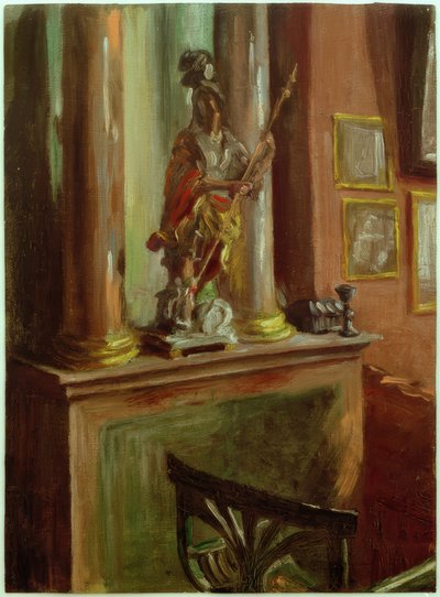 Studio Scene with a Baroque Statuette of Saint George by Fritz von Uhde